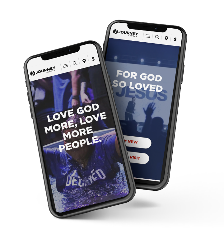 phone and tablet with church graphic