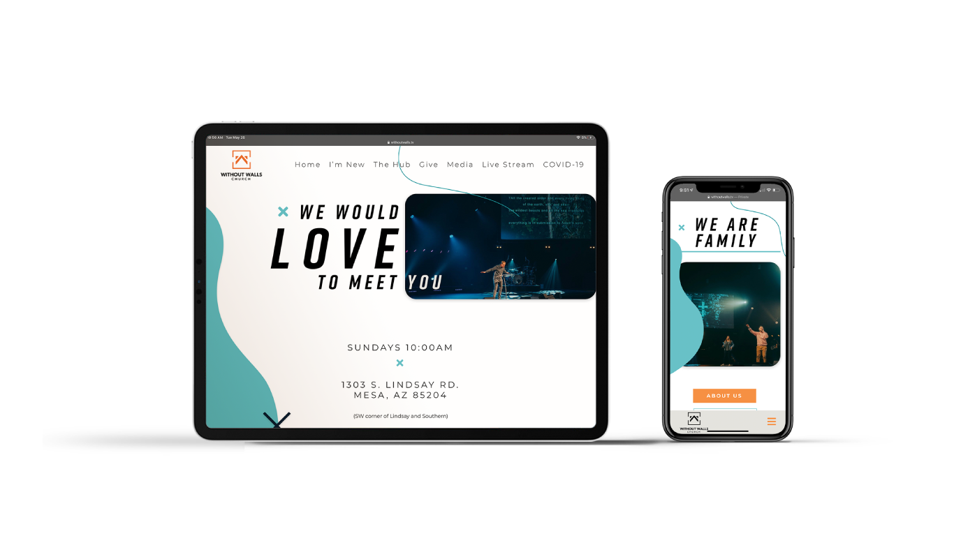 phone and tablet with without walls homepage